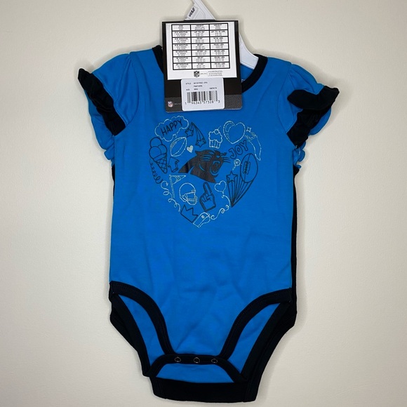 NWT NFL 2 Piece Black & Blue Carolina Panthers Creeper Set Baby Girl 3-6Months - Picture 2 of 12